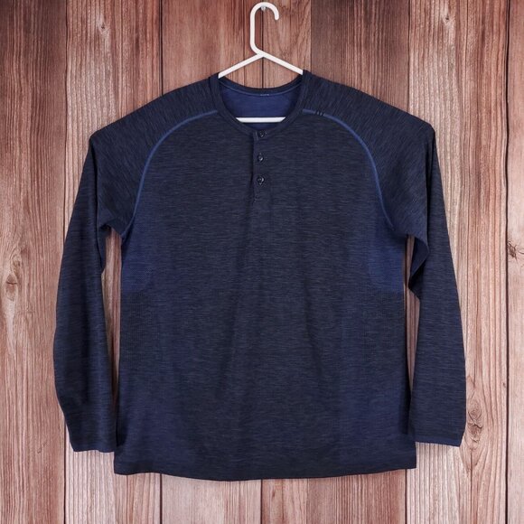 lululemon athletica Other - Lululemon Mens Size XXL Metal Vent Henley Blue Long Sleeve Shirt Breathable